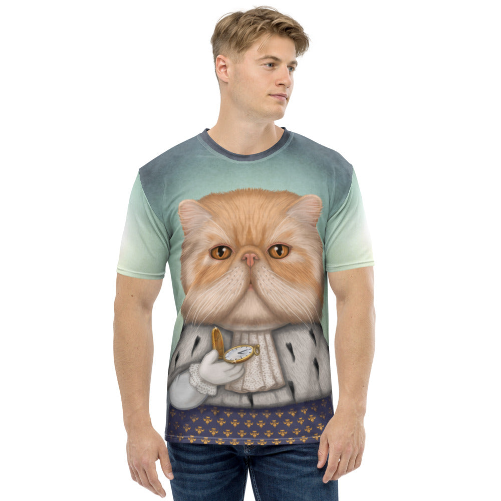 Men's T-shirt "Punctuality is the politeness of kings" (Persian cat)