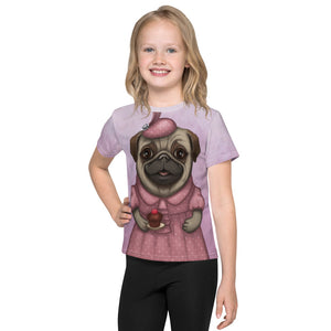 Unisex kids T-shirt "A full stomach makes a happy heart" (Pug)