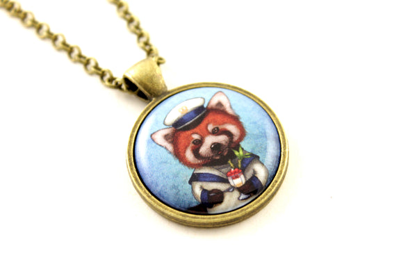 Pendant "Life is uncertain so eat your dessert first" (Red panda)