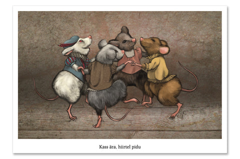Postcard "When the cat is away, the mice will play" (Mice)