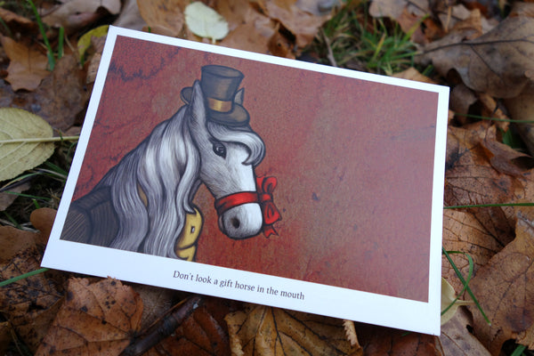 Postcard "Don’t look a gift horse in the mouth" (Horse)