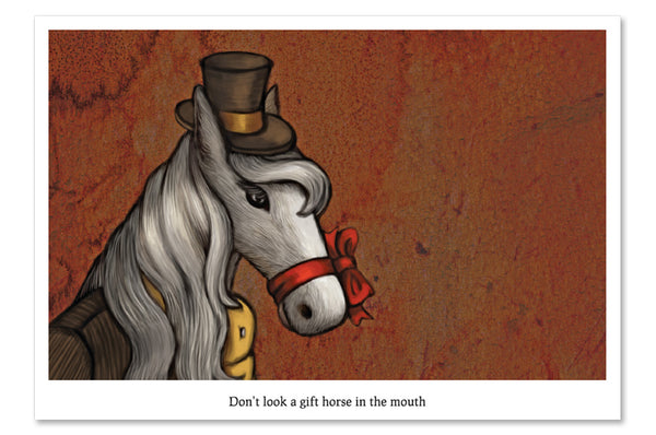 Postcard "Don’t look a gift horse in the mouth" (Horse)