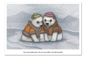 Postcard "You don't really know your friends until the ice breaks" (Polar bears)