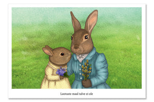 Postcard "It is never winter in the land of hope" (Hares)