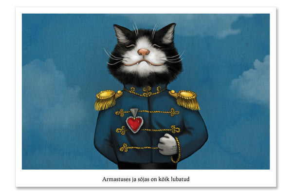 Postcard "All’s fair in love and war" (Cat)