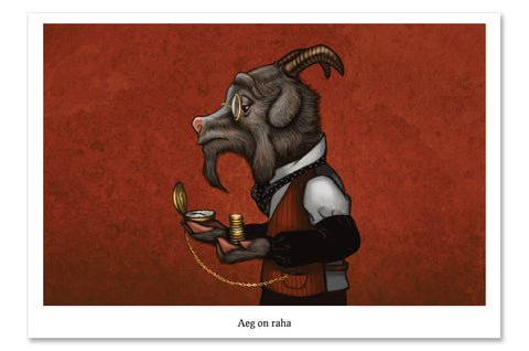 Postcard "Time is money" (Goat)