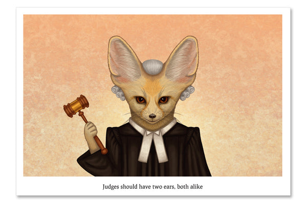 Postkaart "Kohtunikul peavad olema võrdselt kuulvad kõrvad"