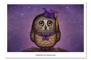 Postcard "Wonder is beginning of wisdom" (Owl)