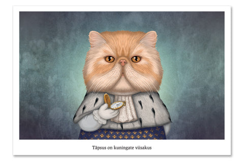Postcard "Punctuality is the politeness of kings" (Persian cat)