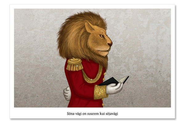 Postcard "The word is stronger than the army" (Lion)