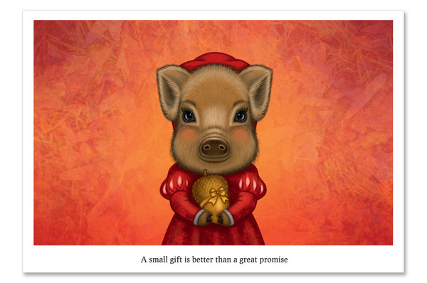 Postcard "A small gift is better than a great promise"
