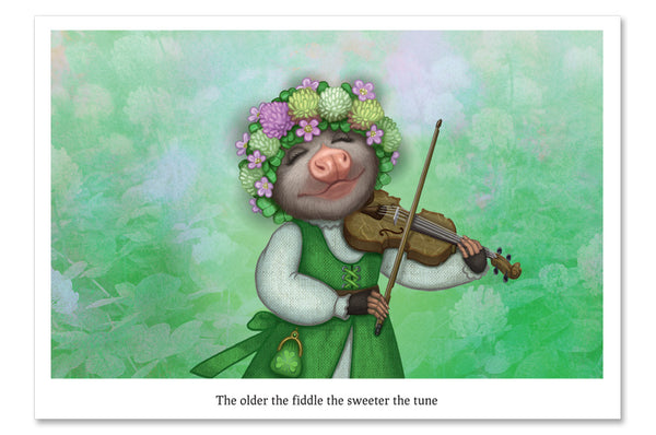 Postcard "The older the fiddle the sweeter the tune" (Opossum)