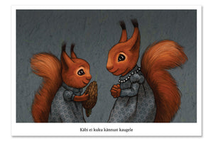Postcard "The apple never falls far from the tree"  (Squirrels)