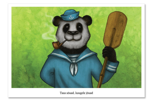 Postcard "Rowing slower will get you further" (Giant panda)