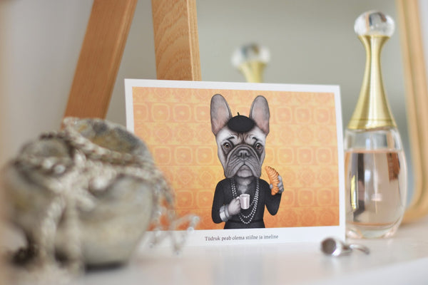 Postcard "A girl should be two things: classy and fabulous" (French bulldog)