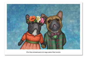 Postcard "A life without love is like a year without summer" (French bulldogs)