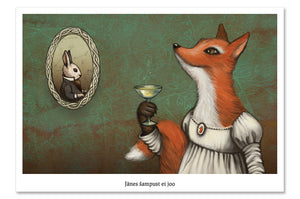 Postcard "The one who takes no risk, won't get to drink champagne" (Fox)