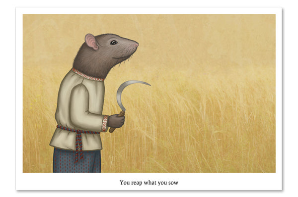 Postcard "You reap what you sow" (Rat)