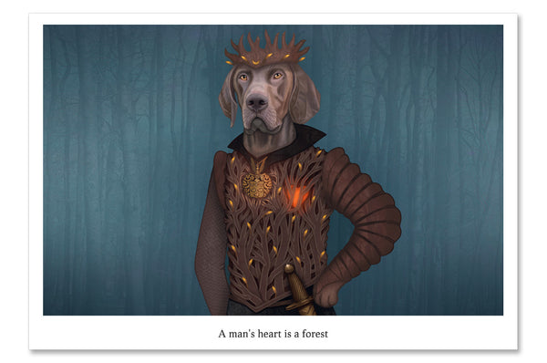 Postcard "A man's heart is a forest" (German shorthaired pointer)