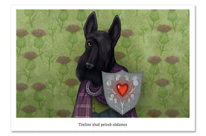 Postkaart "Tõeline jõud peitub südames" (Šoti terjer)