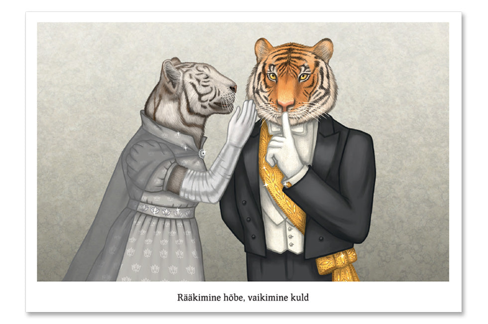 Postcard "Speech is silver, silence is golden" (Tigers)
