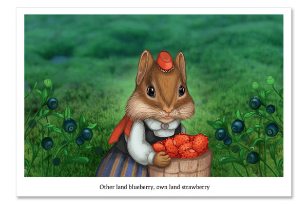 Postcard "Other land blueberry, own land strawberry"