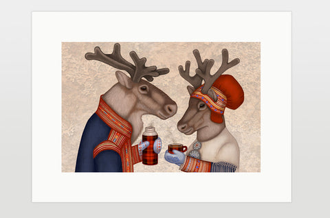 Print "Coffee and love taste best when hot" (Reindeers)