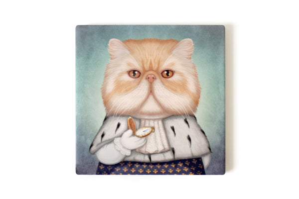 Trivet "Punctuality is the politeness of kings" (Persian cat)